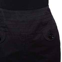 Pre Owned Kenzo Black Stretch Cotton Pleat Detail Flared Maxi Skirt S