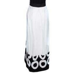 Pre Owned Kenzo Muticolor Polka Dot and Floral Applique Cotton Maxi Skirt M