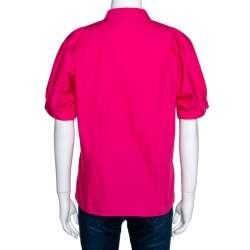 Pre Owned Kenzo Pink Cotton Puff Sleeve Blouse L