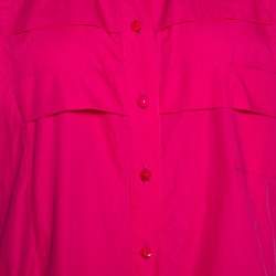 Pre Owned Kenzo Pink Cotton Puff Sleeve Blouse L
