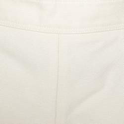 Pre Owned Kenzo Cream Textured Cotton High Waisted Cropped Pants M