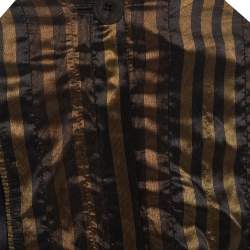 Pre Owned Kenzo Black & Gold Striped Taffeta Maxi Skirt L