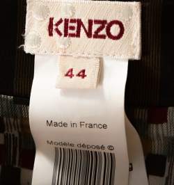 Pre Owned Kenzo Black & Gold Striped Taffeta Maxi Skirt L