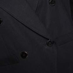 Pre Owned Kenzo Black Cotton Linen Double Breasted Crop Jacket M