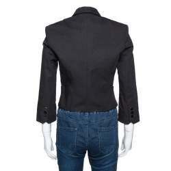 Pre Owned Kenzo Black Cotton Linen Double Breasted Crop Jacket M