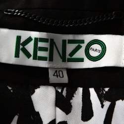 Pre Owned Kenzo Black Cotton Linen Double Breasted Crop Jacket M