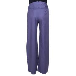 Pre Owned Kenzo Purple Cotton Wide Leg Trousers M