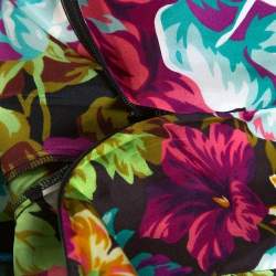 Pre Owned Kenzo Multicolor Floral Print Silk Maxi Skirt M