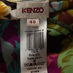 Pre Owned Kenzo Multicolor Floral Print Silk Maxi Skirt M