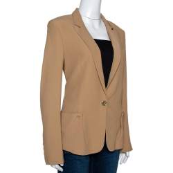 Kenzo Camel Textured Crepe Single Button Blazer M