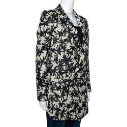 Pre Owned Kenzo Black Palm Jacquard Cotton Double Breasted Jacket S