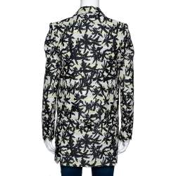 Pre Owned Kenzo Black Palm Jacquard Cotton Double Breasted Jacket S