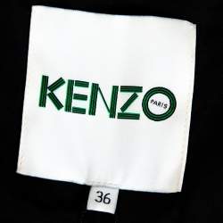 Pre Owned Kenzo Black Palm Jacquard Cotton Double Breasted Jacket S