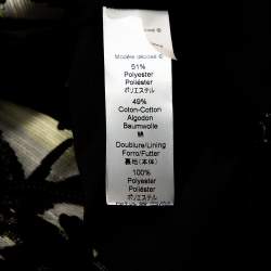 Pre Owned Kenzo Black Palm Jacquard Cotton Double Breasted Jacket S