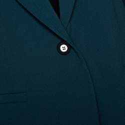 Kenzo Forest Green Crepe Gathered Detail Single Button Blazer L