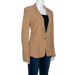 Pre Owned Kenzo Beige Crepe Single Button Blazer L