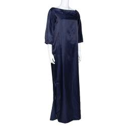 Kenzo Navy Blue Cotton Blend Maxi Dress S