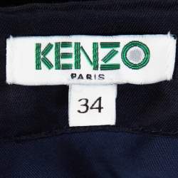 Kenzo Navy Blue Cotton Blend Maxi Dress S
