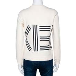 Pre Owned Kenzo Cream Embossed Logo Print Cotton Sweatshirt S
