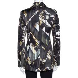 Pre Owned Kenzo Black Abstract Print Single Buttoned Blazer M