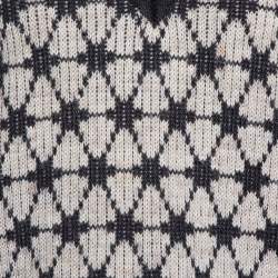 Kenzo Black Patterned Wool Knit Cropped Sleeveless Sweater L