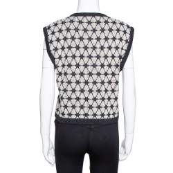 Pre Owned Kenzo Black Patterned Wool Knit Cropped Sleeveless Sweater L