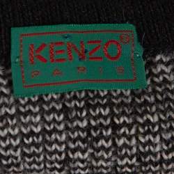 Kenzo Black Patterned Wool Knit Cropped Sleeveless Sweater L