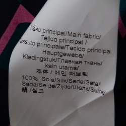 Pre Owned Kenzo Midnight Blue Printed Star Patterned Silk Jacquard Top L