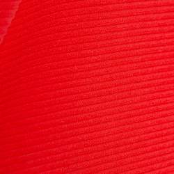 Pre Owned Kenzo Bright Coral Rib Knit Zip Detail Sleeveless Flared Dress XL