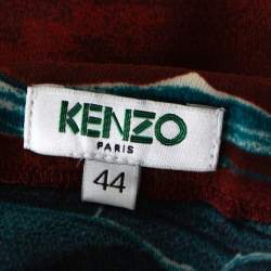 Pre Owned Kenzo Maroon Cloud Print Chiffon Long Sleeve Blouse L