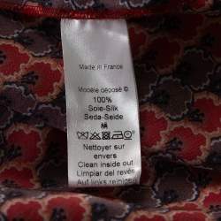 Pre Owned Kenzo Red Printed Silk Neck Tie Detail Long Sleeve Shirt L