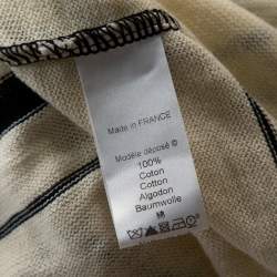 Pre Owned Kenzo Off White & Navy Striped Cotton Knit Sweater Dress L