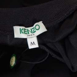 Kenzo Black Crepe Embroidered Tiger Motif T-Shirt Dress M