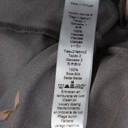 Pre Owned كيمونو كينزو حزام مطبوع مورد و بولكا دوت حرير عنابي و رصاصي مقاس صغير (سمول)