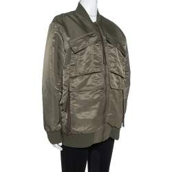 Pre Owned Kenzo Olive Green Utility Bomber Jacket M