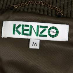 Pre Owned Kenzo Olive Green Utility Bomber Jacket M