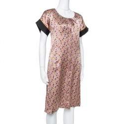 Kenzo Multicolor Abstract Polka Dot Print Silk Shift Dress M