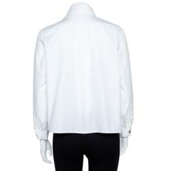 Pre Owned Kenzo White Cotton Poplin Trapeze Blouse M