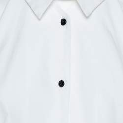 Pre Owned Kenzo White Cotton Poplin Trapeze Blouse M