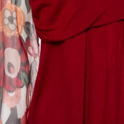 Pre Owned Kenzo Burgundy Cotton Blend Floral Print Long Sleeve Blouse L