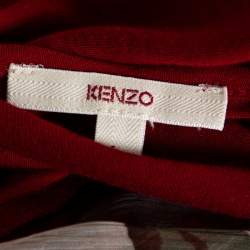 Pre Owned Kenzo Burgundy Cotton Blend Floral Print Long Sleeve Blouse L