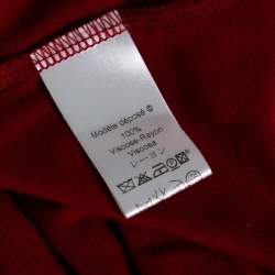 Pre Owned Kenzo Burgundy Cotton Blend Floral Print Long Sleeve Blouse L