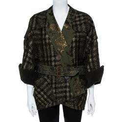 Pre Owned Kenzo Green/Gold Wool Jacket L