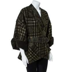 مملوكة مسبقًا جاكيت كينزو صوف ذهبي و أخضر مقاس كبير (لارج)