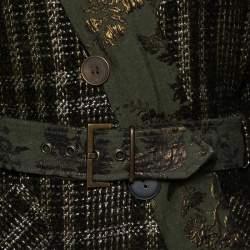 مملوكة مسبقًا جاكيت كينزو صوف ذهبي و أخضر مقاس كبير (لارج)