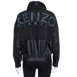 مملوكة مسبقًا Kenzo Black Nylon Metallic Logo Windbreaker Jacket S