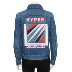 Pre Owned Kenzo Indigo Washed Denim Hyper Print Trucker Jacket M