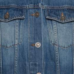 Pre Owned Kenzo Indigo Washed Denim Hyper Print Trucker Jacket M