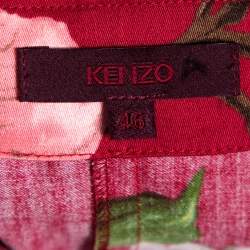 مملوكة مسبقًا Kenzo Red Floral Print Cotton Wrap Top XL