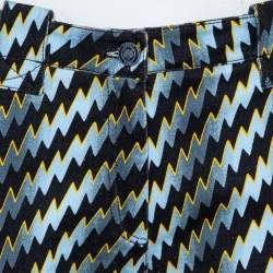 Pre Owned Kenzo Blue Denim Zigzag Print Skinny Jeans L